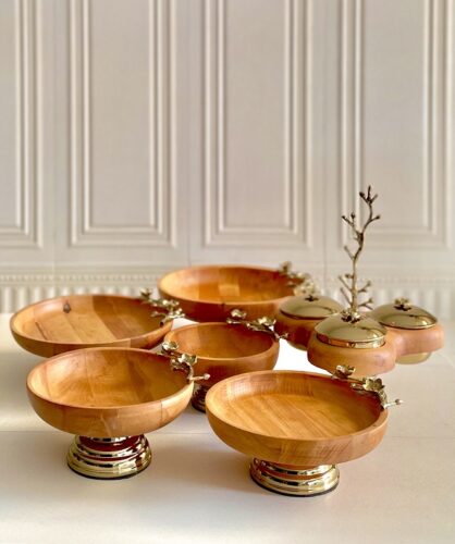 فورس  ست پذیرایی 6 تیکه چوبی پایه فلزی مدل ارشان 14848