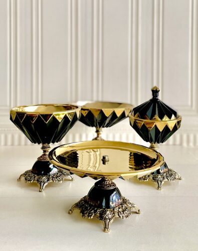 ست پذیرایی 4 تیکه مدل مودنا مشکی طلایی 14802