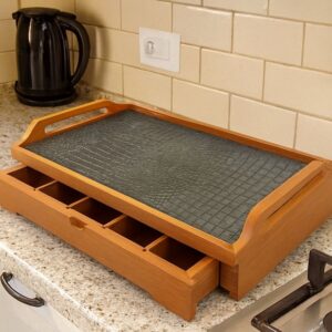 دوات سینی چوبی کشودار 5 خانه کف چرم 14852