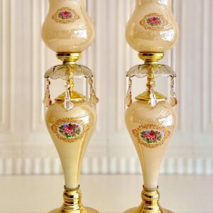 MGM ام جی ام  شمعدان جفتی حباب گلدار کاسیاس مدل  قطره 14860