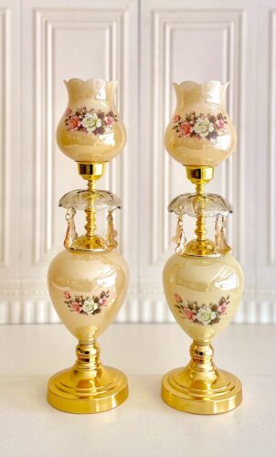 MGM ام جی ام شمعدان جفتی حباب گلدار مدل کاسیاس 12823