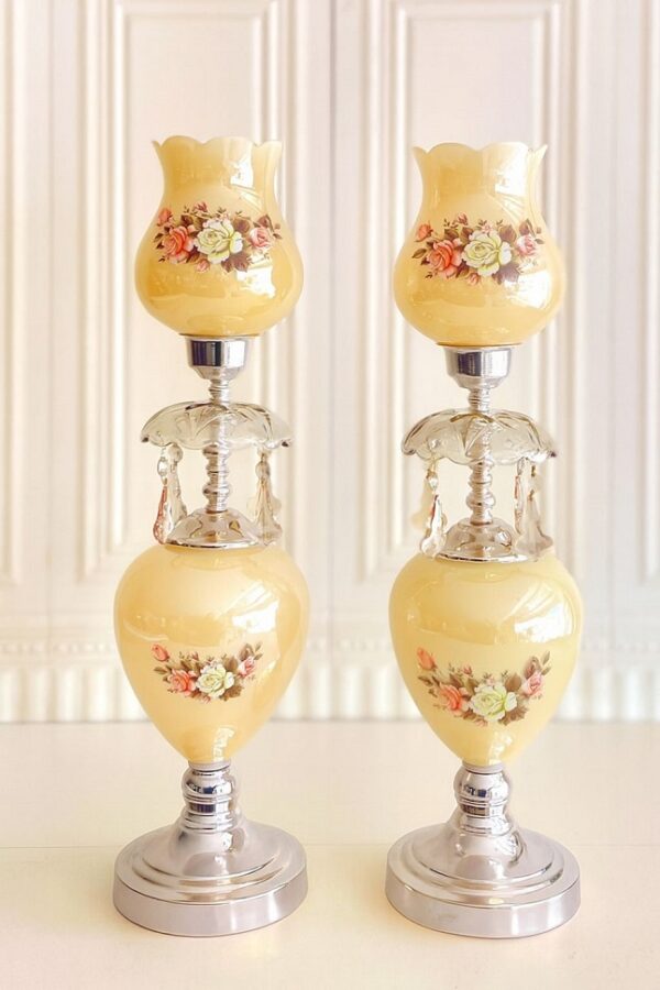 MGM ام جی ام شمعدان جفتی حباب گلدار مدل کاسیاس 12823