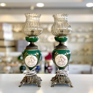 جعفری شمعدان جفتی وسط سرامیک فرشته الیاژ سبز 14920