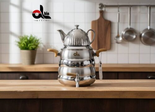 ALTIN التین  کتری قوری استیل دسته باکالیت طرح چوب کد 940- 14930