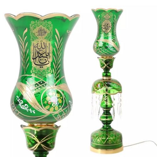 MGM ام جی ام شمعدان جفتی لاله عباسی مذهبی  سبز سایز 65 سانت  13381