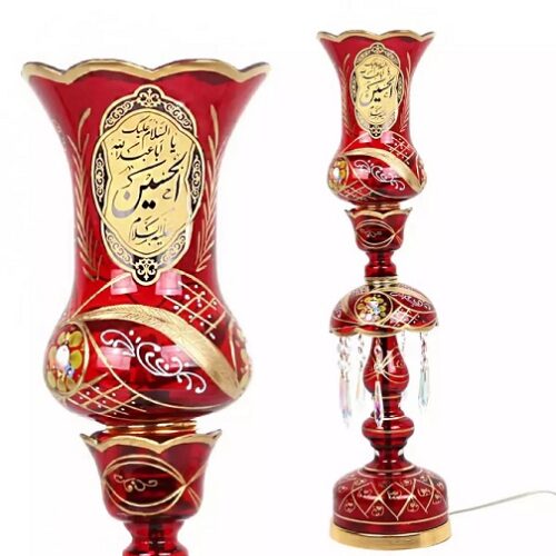 MGM ام جی ام شمعدان جفتی لاله عباسی مذهبی قرمز سایز بزرگ 65 سانت 12607