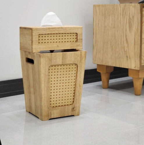 SKY اسکای سطل و دستمال چوبی حصیری 3305-3301