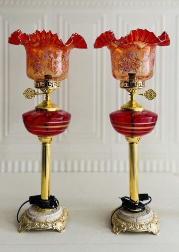 چراغ جفتی لاله لب چین پایه فورتیک طلا 14658