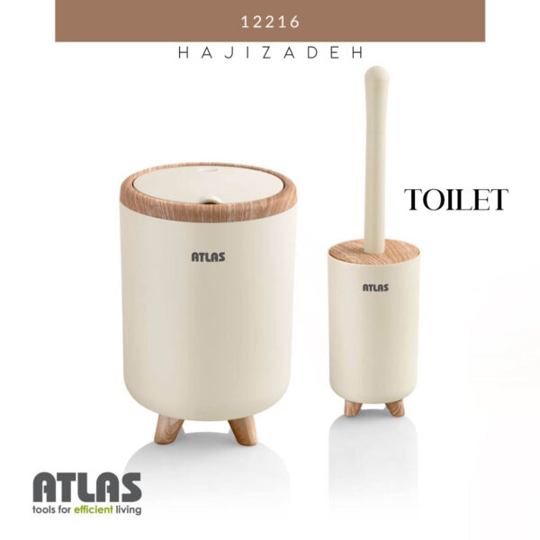 اطلس سطل و برس 2 پارچه طرح چوب سلین وانیلی کد 222- 12216