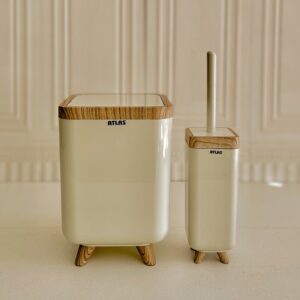 اطلس سطل و برس 2 پارچه طرح چوب ژیوار وانیلی کد 222- 15007