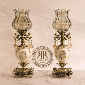 تابان الیاژ شمعدان سلطنتی  چینی فرشته جفتی سفید  7373