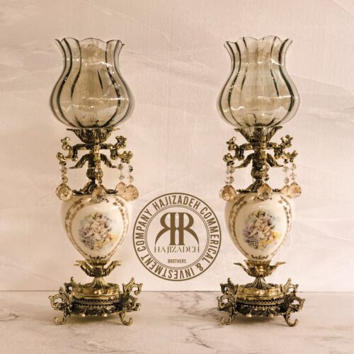 تابان الیاژ شمعدان سلطنتی  چینی فرشته جفتی سفید  7373