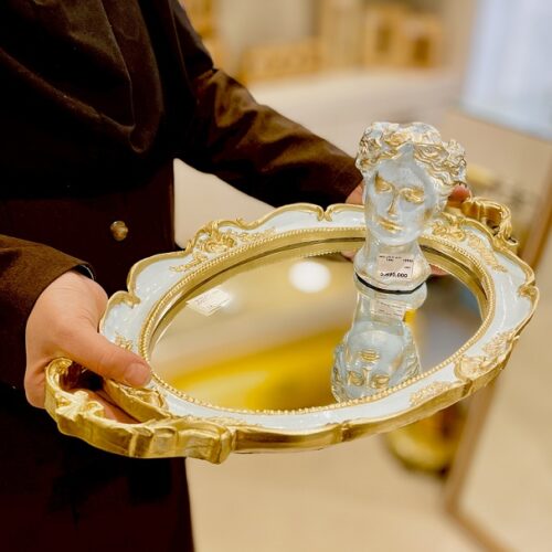 خادمز  سینی بیضی رزین فرانسوی کف اینه سایز بزرگ  7036