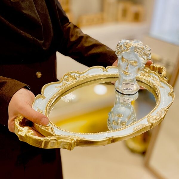 خادمز  سینی بیضی رزین فرانسوی کف اینه سایز بزرگ  7036