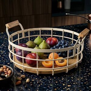 عروس نوین سبد میوه فلزی گرد بزرگ کرم AROOS-5447