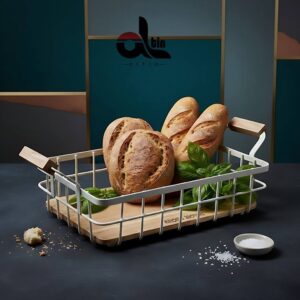 عروس نوین  سبد میوه فلزی مستطیل بزرگ کرم AROOS-5449