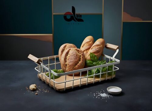 عروس نوین  سبد میوه فلزی مستطیل بزرگ کرم AROOS-5449