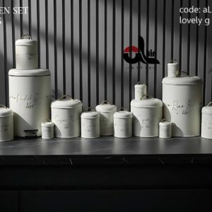 التین سرویس اشپزخانه 15 پارچه درب فلزی لاولی کرم طلایی  35542