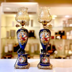 زنگنه چراغ جفتی طرح فرانسوی 2 تیکه کله قندی ابی  15466