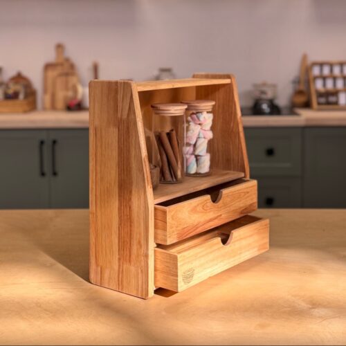 NICE WOOD نایس وود  چوب  شلف دو کشو بدنه مورب کوچک NICE-612
