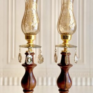 جعفری شمعدان جفتی پایه چوبی 14859