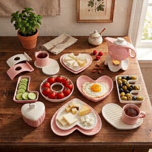 MARKET مارکت ایسرام  گلارا صبحانه خوری 19 پارچه شیار دار لاو سفید صورتی 9680