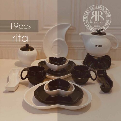 MARKET مارکت  ایسرام صبحانه خوری 19 پارچه ریتا سفید مشکی  10943