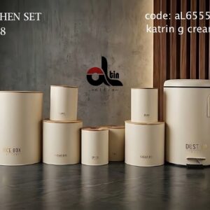 ALTIN التین  سرویس اشپزخانه 8 پارچه درب چوبی کاترین طلایی کرم 65555
