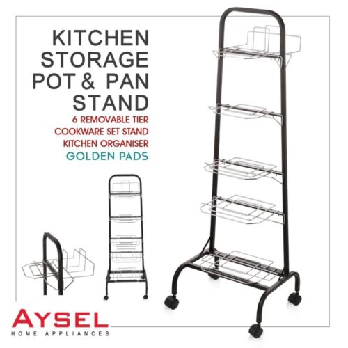 AYSEL ایسل  پایه قابلمه 5 طبقه فلزی مشکی نقره ای طرح جدید AYSEL-1119